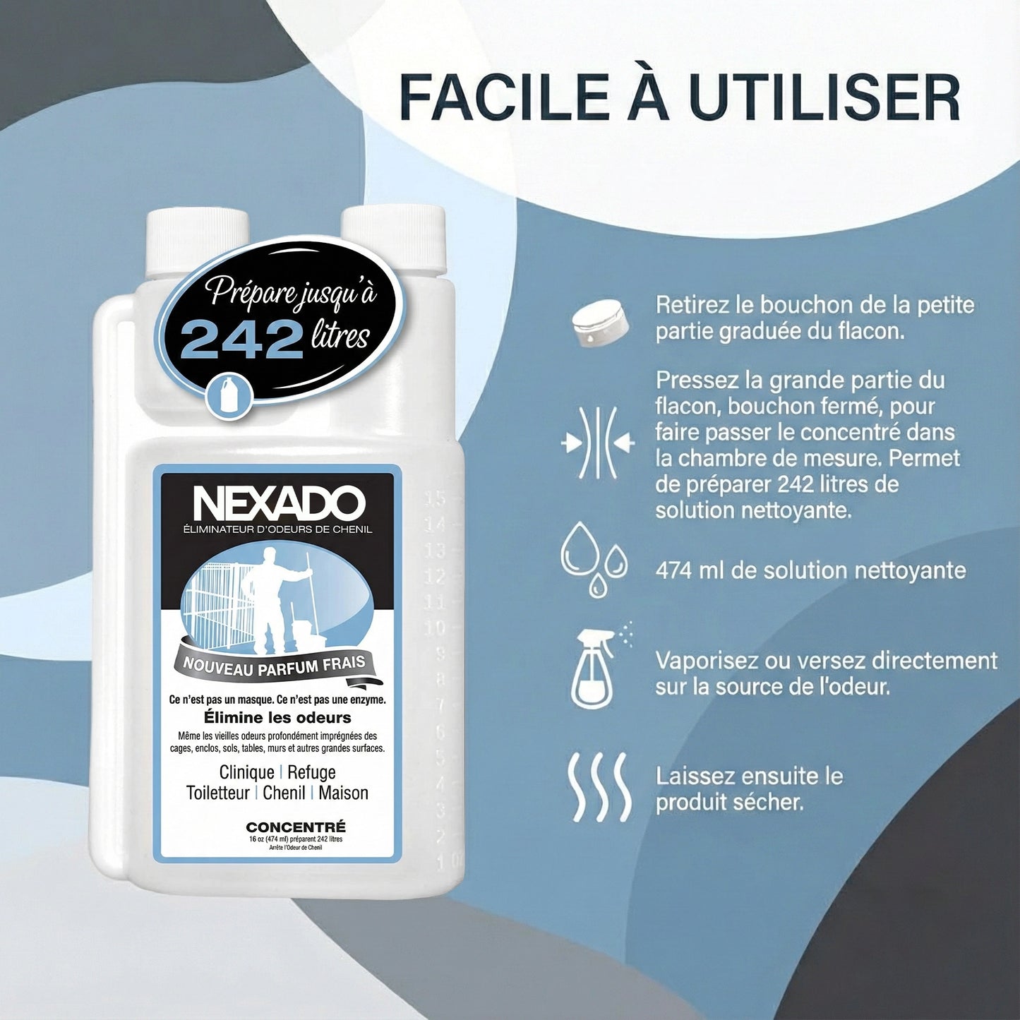 Éliminateur d'odeurs et de taches pour animaux de compagnie