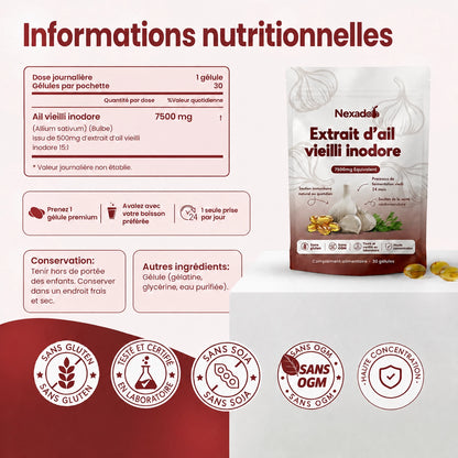 Extrait d'ail vieilli 7 500 mg — La puissance de l'ail, sans l'odeur