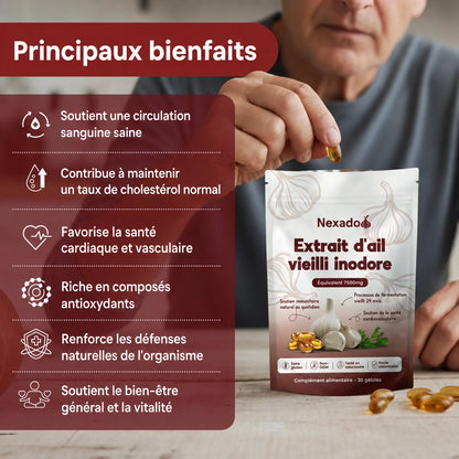 Extrait d'ail vieilli 7 500 mg — La puissance de l'ail, sans l'odeur